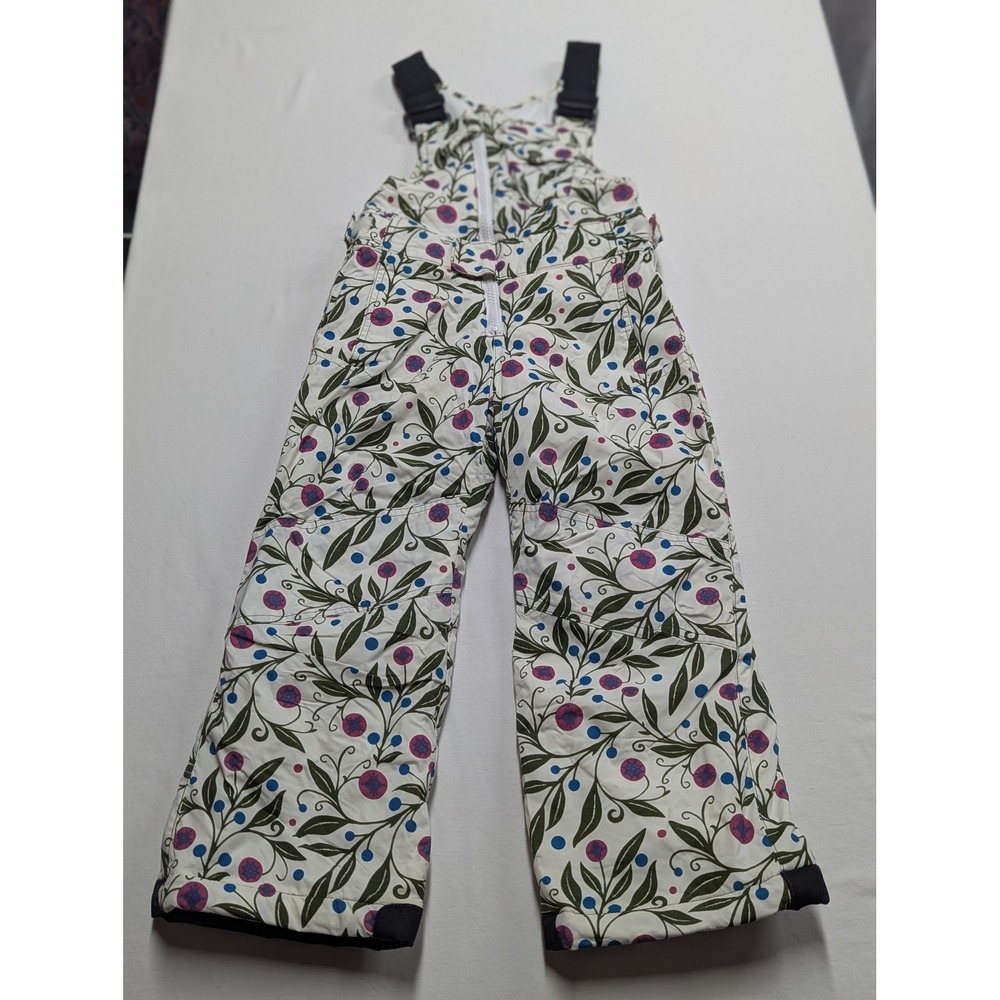 Columbia Youth Snow Bibs Size 4/5 White Floral Omni-Shield Insulated Overalls